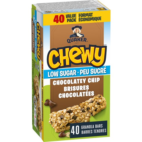 Quaker Chewy Low Sugar Granola Bars Chocolatey Chip Value Pack 40 Pack 960 g