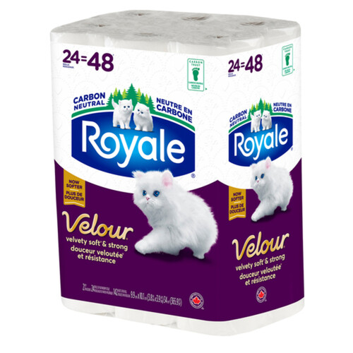 Royale Velour Toilet Paper 2-Ply 24 Rolls x 142 Sheets