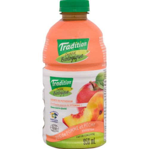 Tradition Organic Fruit Juice Apple & Peach 950 ml (bottle)