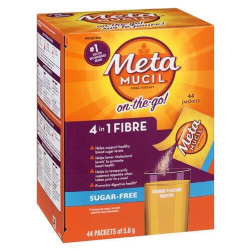 Metamucil Sugar-Free Fibre Supplement Smooth Texture Orange 44 Count