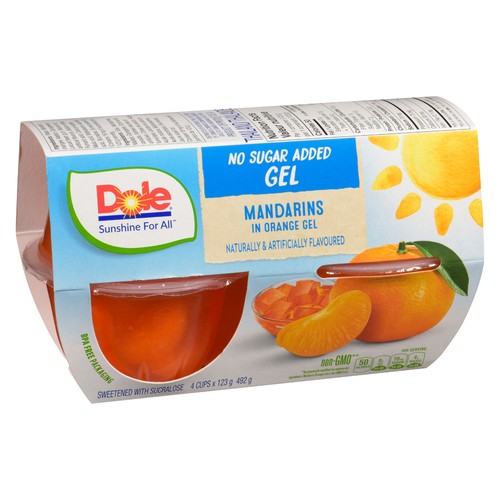 Dole No Sugar Added Mandarins In Orange Gel 4 x 123 g