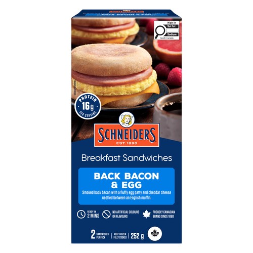 Schneiders Breakfast Sandwiches Back Bacon & Egg 252 g