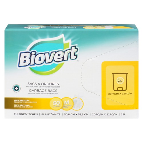 Biovert Kitchen Garbage Bags 22L 50 Count