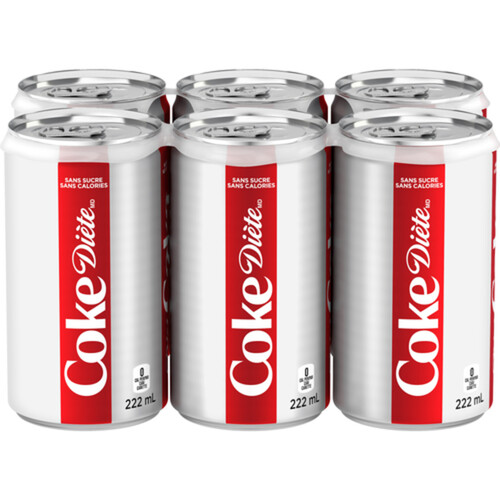 Coke Diet Mini Sleek 6 x 222 ml (cans)