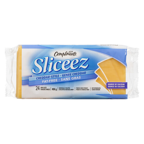 Compliments Fat-Free Cheese Slices Cheddar 450 g