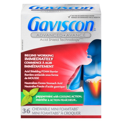 Gaviscon Advanced Antacid Chewable Foamtabs Peppermint 36 EA