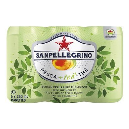 San Pellegrino Carbonated Tea Peach 6 x 250 ml (cans)