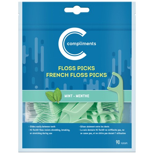 Compliments Floss Picks Mint 90 Count