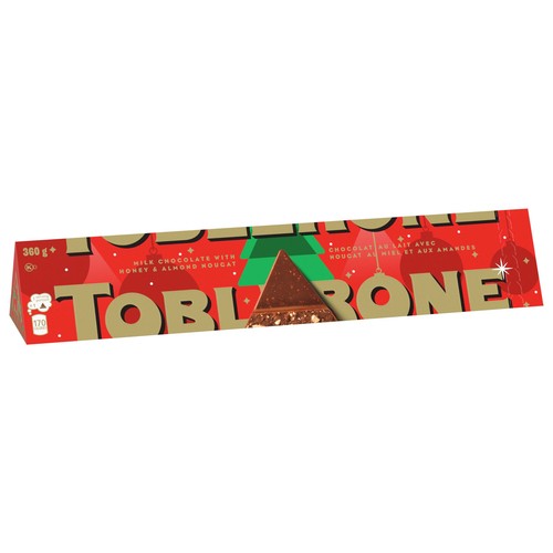 Toblerone Nougat Bar Festive Milk Chocolate With Honey And Almond 360 G
