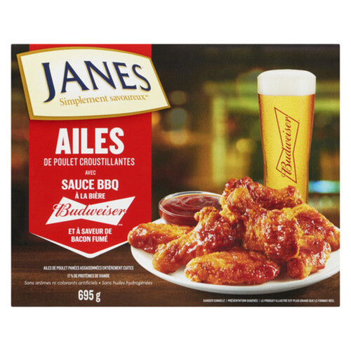 Janes Frozen Crispy Chicken Wings With Budweiser Smoky Bacon Flavoured BBQ 695 g