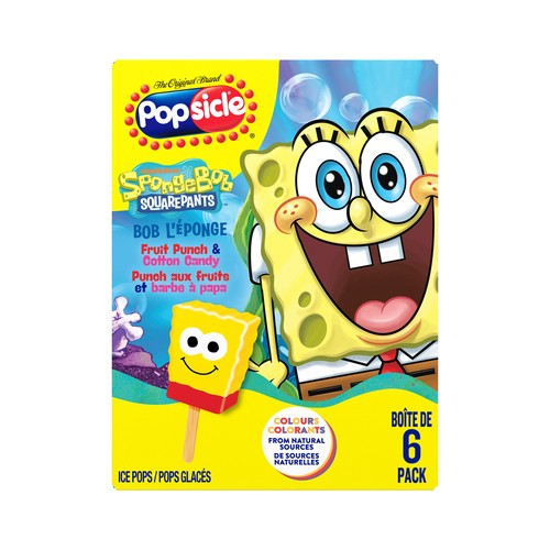 Popsicle SpongeBob Ice Pops Fruit Punch & Cotton Candy 6 Count
