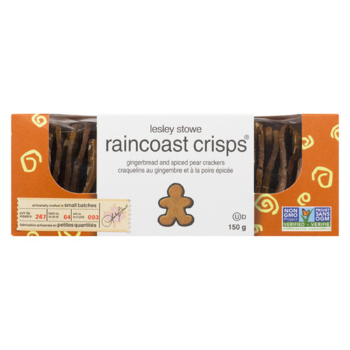 Lesley Stowe Raincoast Crisps Crackers Gingerbread Spiced Pear 150 g