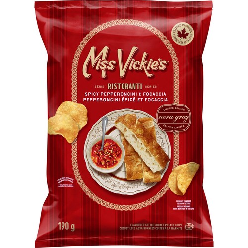 Miss Vickie's Kettle Cooked Potato Chips Spicy Pepperoncini & Focaccia Flavoured 190 g