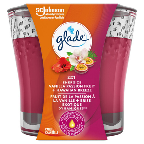 Glade 2 In 1 Scented Candle Vanilla Passionfruit & Hawaiian Breeze 1 Pack