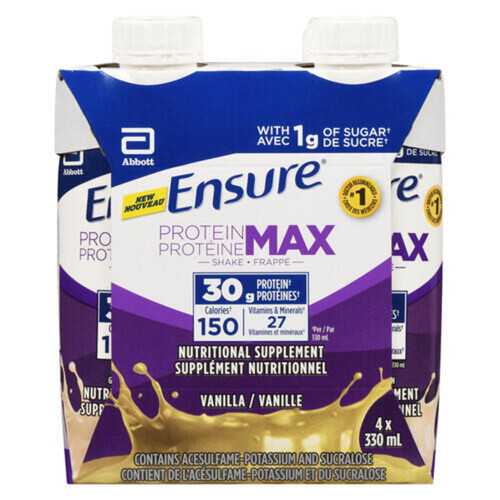 Ensure Protein Max 30 Grams Shake Nutritional Supplement Vanilla 4 x 330 ml