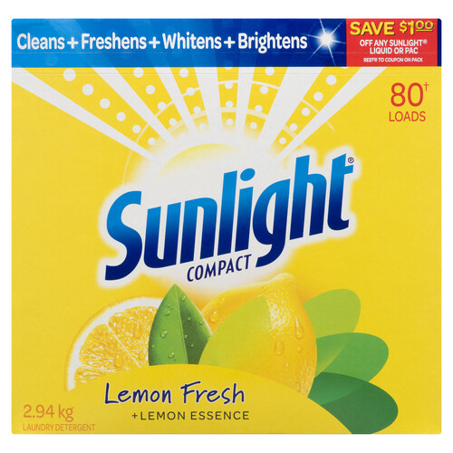 Sunlight Powder Laundry Detergent Lemon Fresh 80 Loads 2.94 kg