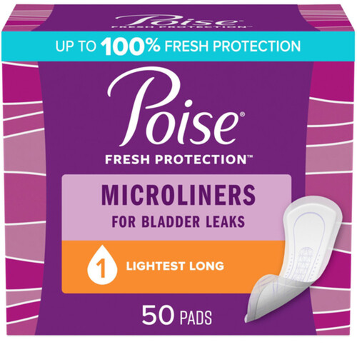 Poise Microliners Panty Liner Long 50 Count