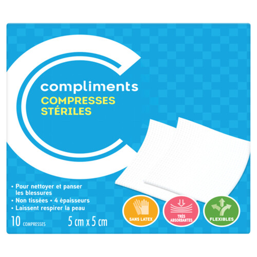 Compliments Sterile Gauze Pads 5 cm x 5 cm 10 Count