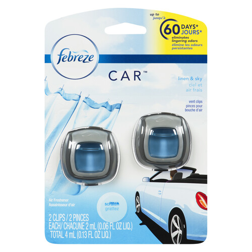 Febreze Air Freshener Car Vent Clip Linen & Sky 2 Pack 4 ml