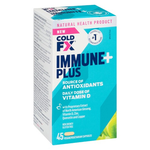 Cold FX Immune+ Plus Vitamins D Capsules 45 Count