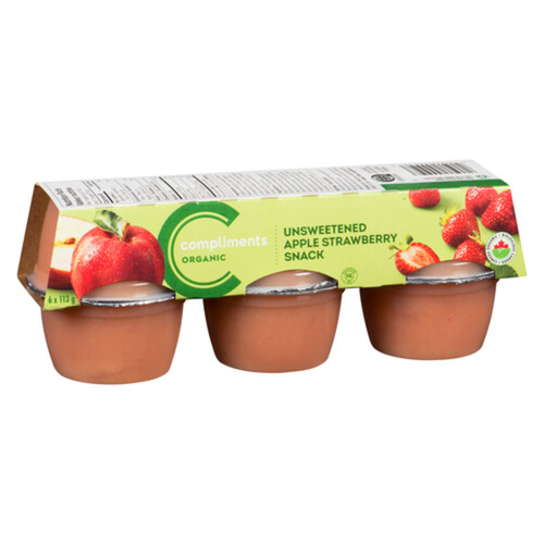 Compliments Organic Snack Unsweetened Apple Strawberry 6 x 113 g