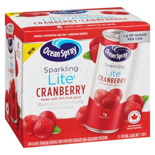 Ocean Spray Sparkling Juice Lite Cranberry 6 x 340 ml (cans)