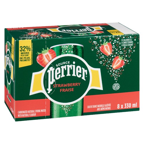 Perrier Sparkling Water Strawberry 8 x 330 ml (cans)