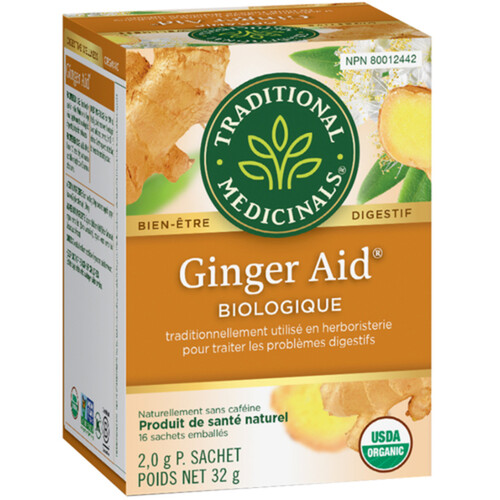 Traditional Medicinals Tea Ginger Aid 16 Tea Bags