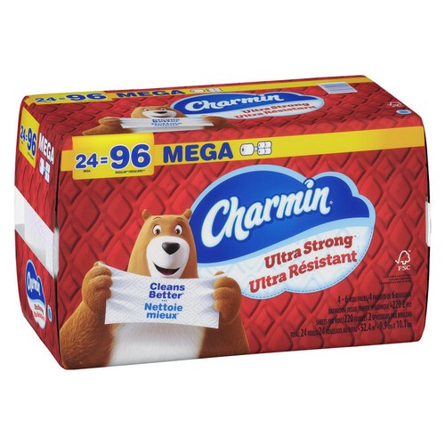 Charmin Toilet Paper Ultra Strong 2-Ply 24 Mega Rolls x 220 Sheets 