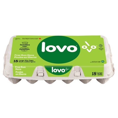 Lovo Eggs Free Run Hens Large 18 Count