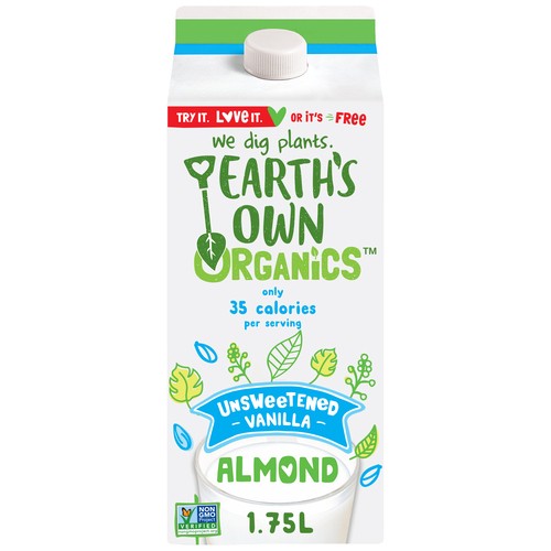 Earth's Own Unsweetened Organic Almond Milk Alternative Vanilla 1.75 L