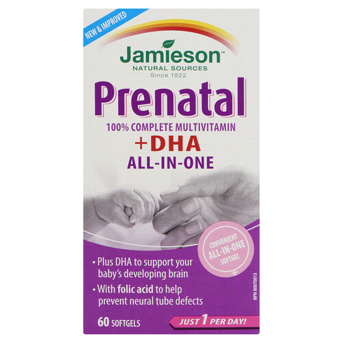 Jamieson Prenatal Multivitamin + DHA Softgels 60 Count