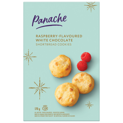 Panache White Chocolate Shortbread Cookies Raspberry 170 g