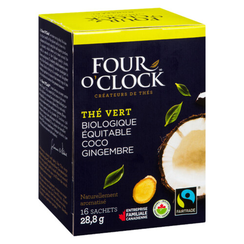 Four O'Clock Organic Green Tea Coconut Ginger 16 EA 