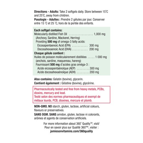 Jamieson Omega-3 Select Supplement Softgels Bonus 200 Count
