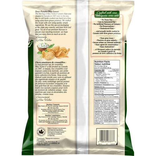 Miss Vickie's Kettle Cooked Potato Chips Sour Cream Herb & Onion 200 g