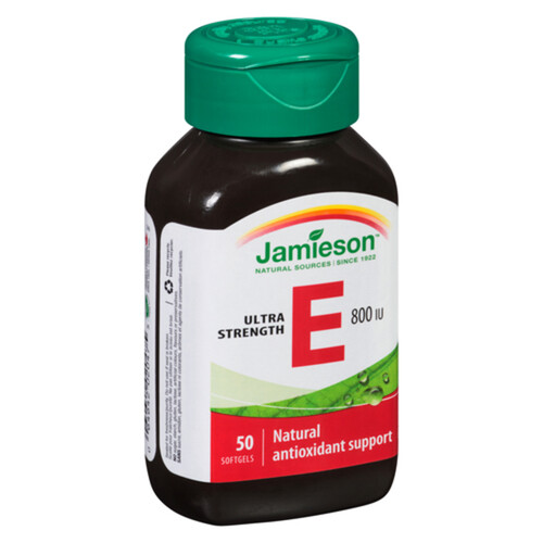 Jamieson Vitamin E Natural Antioxidant Support Ultra Strength Softgels 50 Count