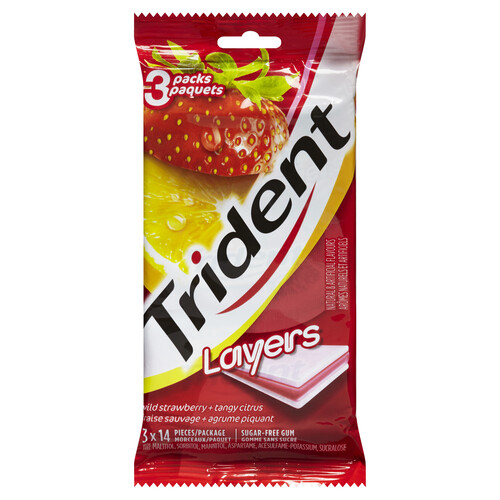 Trident Layers Gum Sugar Free Citrus Wild Strawberry 3 Pack