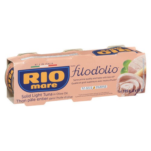 Rio Mare Canned Solid Light Tuna In Olive Oil Filod'oliol 3 x 65 g