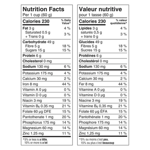 Oatmeal Crisp Cereal Honey Crunch High Fibre and Whole Grains 423 g Voilà Online Groceries