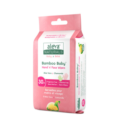 Aleva Naturals Bamboo Baby Wipes Hand 'N' Face 30 Count