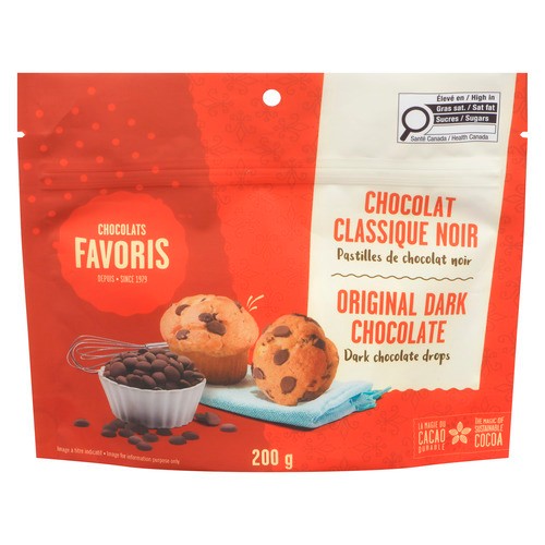 Chocolats Favoris Dark Chocolate Drops Original Dark Chocolate 200 g