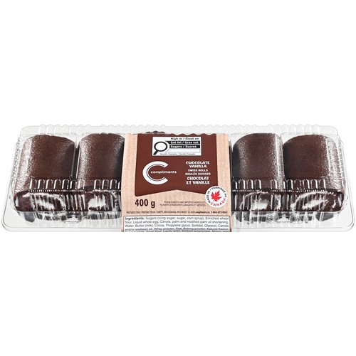 Compliments Swiss Rolls Chocolate Vanilla 400 g (frozen)