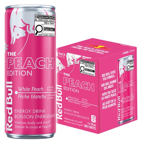 Red Bull Energy Drink The Peach Edition White Peach 4 x 250 ml (cans)
