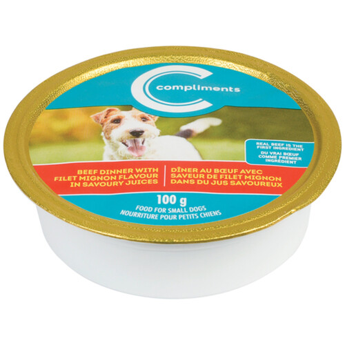 Compliments Wet Dog Food For Small Dogs Beef Filet Mignon 100 g