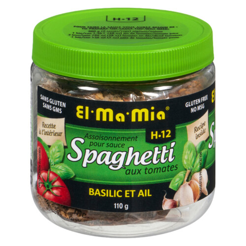 El-Ma-Mia H12 Seasoning For Spaghetti Tomato Sauce With Basil and Garlic 110 g