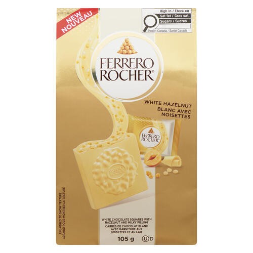Ferrero Rocher White Chocolate Squares With Hazelnut And Milky Filling 105 g