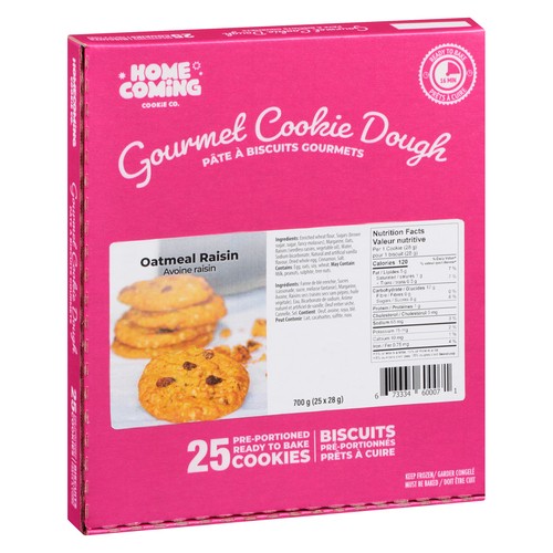 Homecoming Cookie Frozen Gourmet Cookie Dough Oatmeal Raisin 700 g