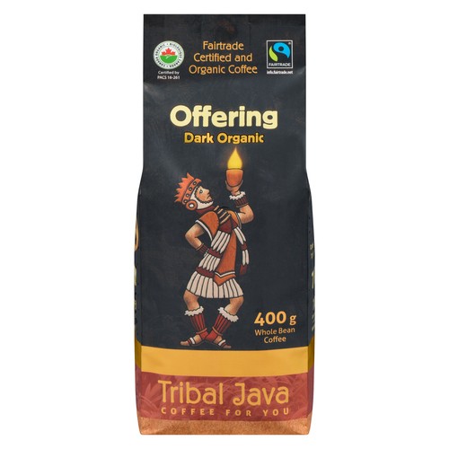 Tribal Java Offering Coffee Dark Whole Bean Organic Coffee 400 g