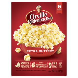 Orville Redenbacher Gluten-Free Popcorn Extra Buttery 6 x 82 g